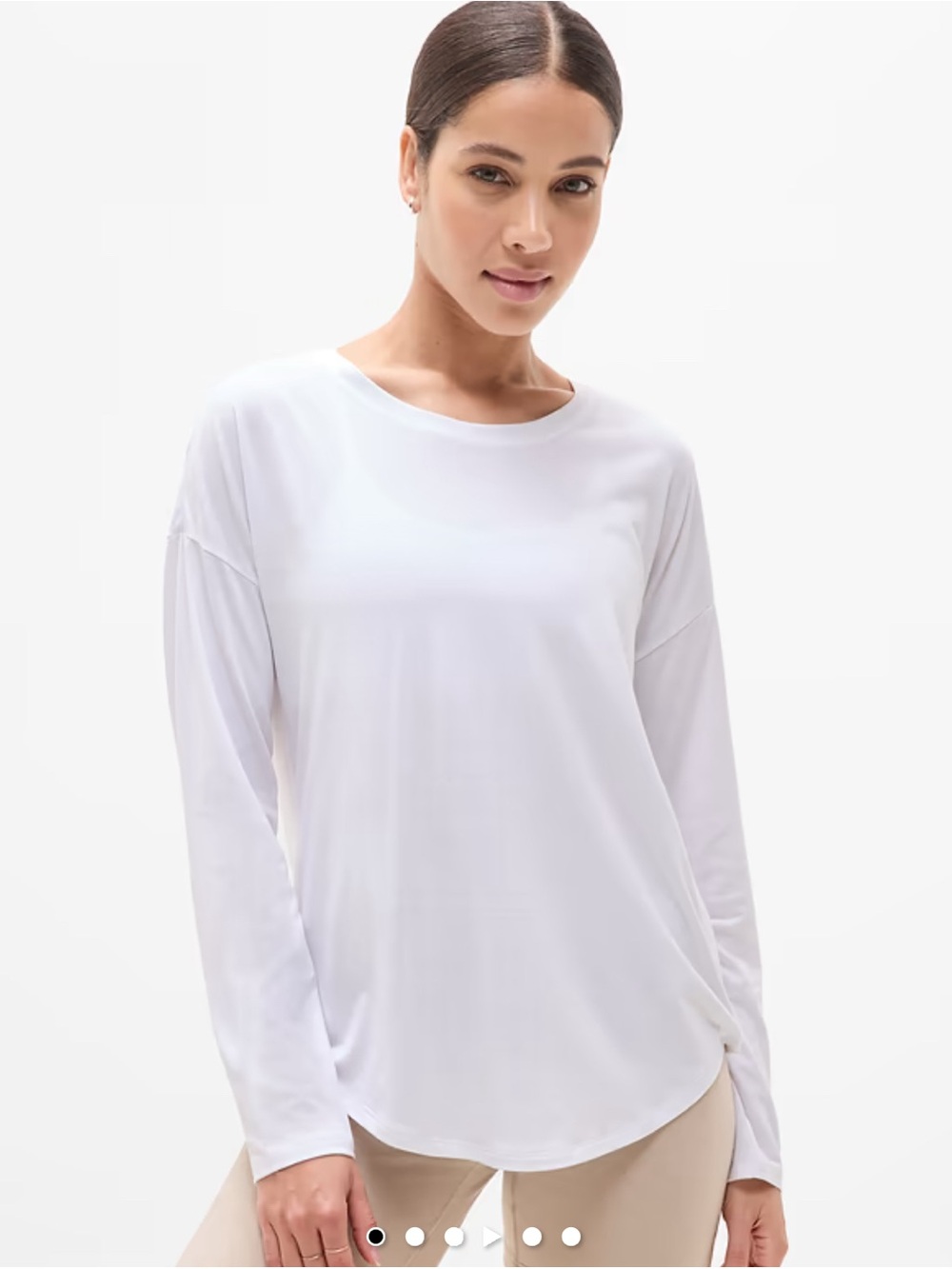 Athleta Move With Ease-  Women's White Long Sleeve Crewneck Top